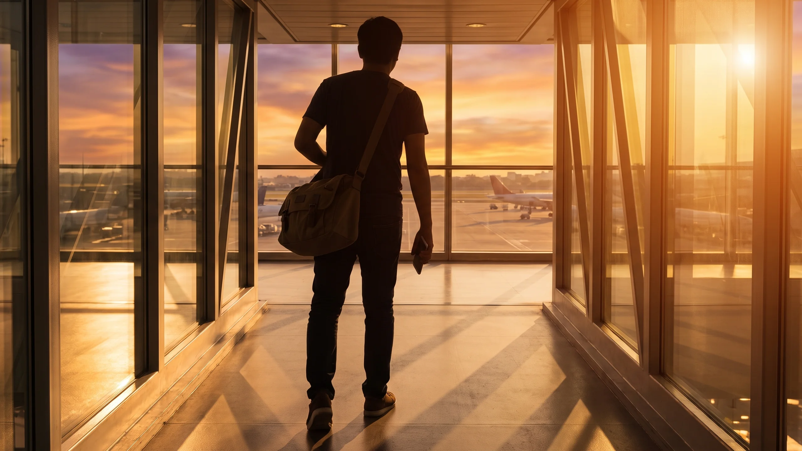 Reisepass, Smartphone und Bordkarte nebeneinander auf einem Tisch