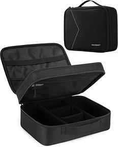 bagsmart Cable Bag, Double Layer Electronic Organiser Travel Electronic Bag for Cable, Charger, iPad up to 10.5 Inches, Adapter, Mouse, SD Cards, Black