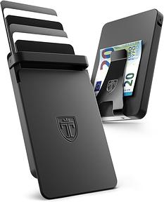 TRAVANDO SLYDE Aluminium Kartenetui mit RFID Schutz - Kartenhalter mit Geldklammer für 9 Karten - Kreditkartenetui Portmonee Herren Slim Wallet (8-9 Karten)