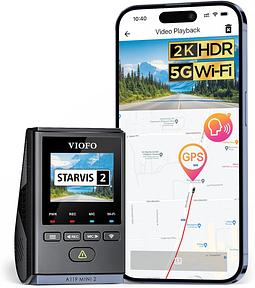 VIOFO A119 Mini 2 Dashcam Auto, 2K 60fps HDR, 5GHz WLAN, GPS, Parkmodus, Nachtsicht 2.0, Diskretes Design