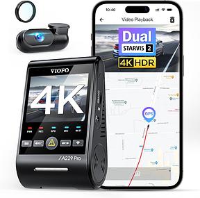 VIOFO A229 Pro 2CH Dashcam, 4K+2K HDR, 5GHz WLAN, GPS, CPL, Nachtsicht 2.0