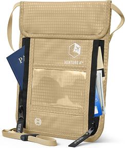 VENTURE 4TH Travel Neck Wallet, RFID Blocking Passport Holder - Beige